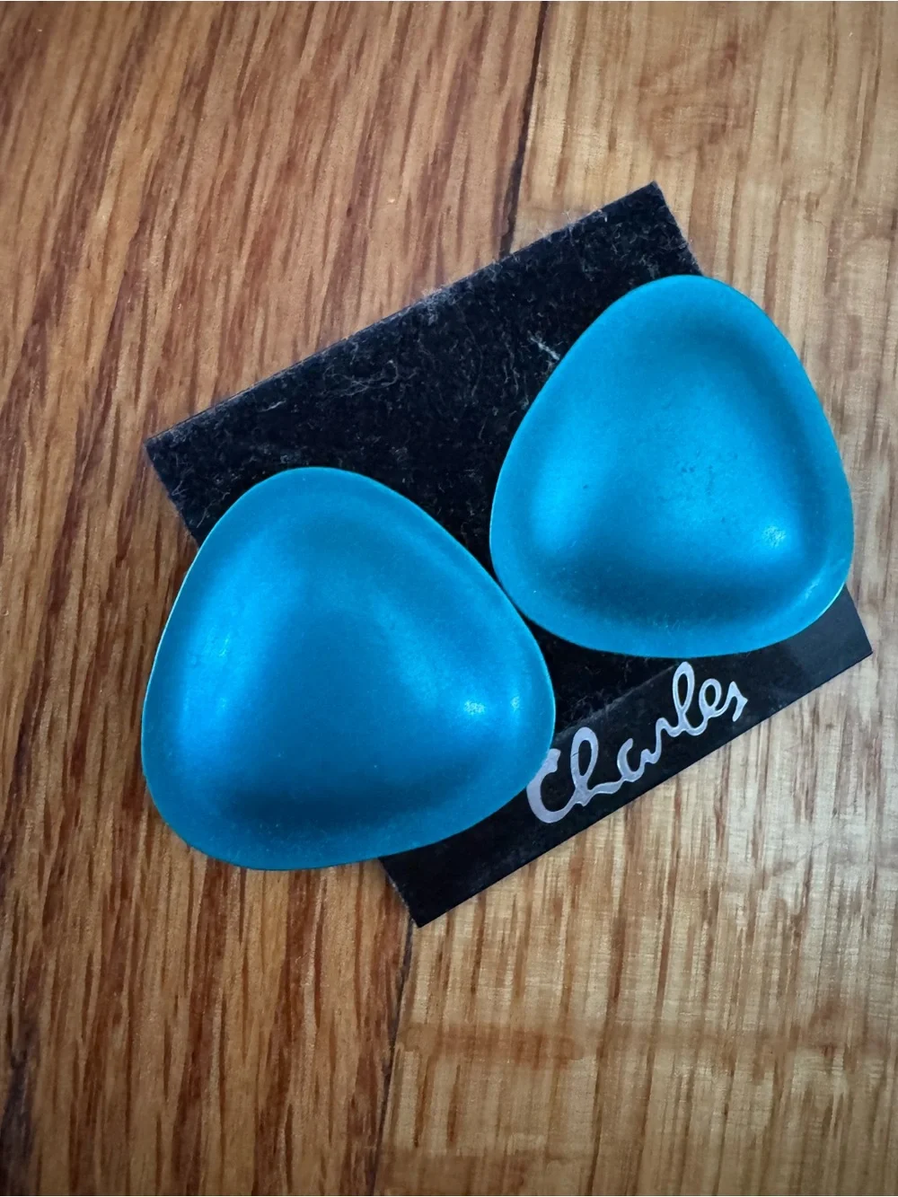 Colorful Striped Resin Earrings & Teal Metallic Dome Pierced Earrings